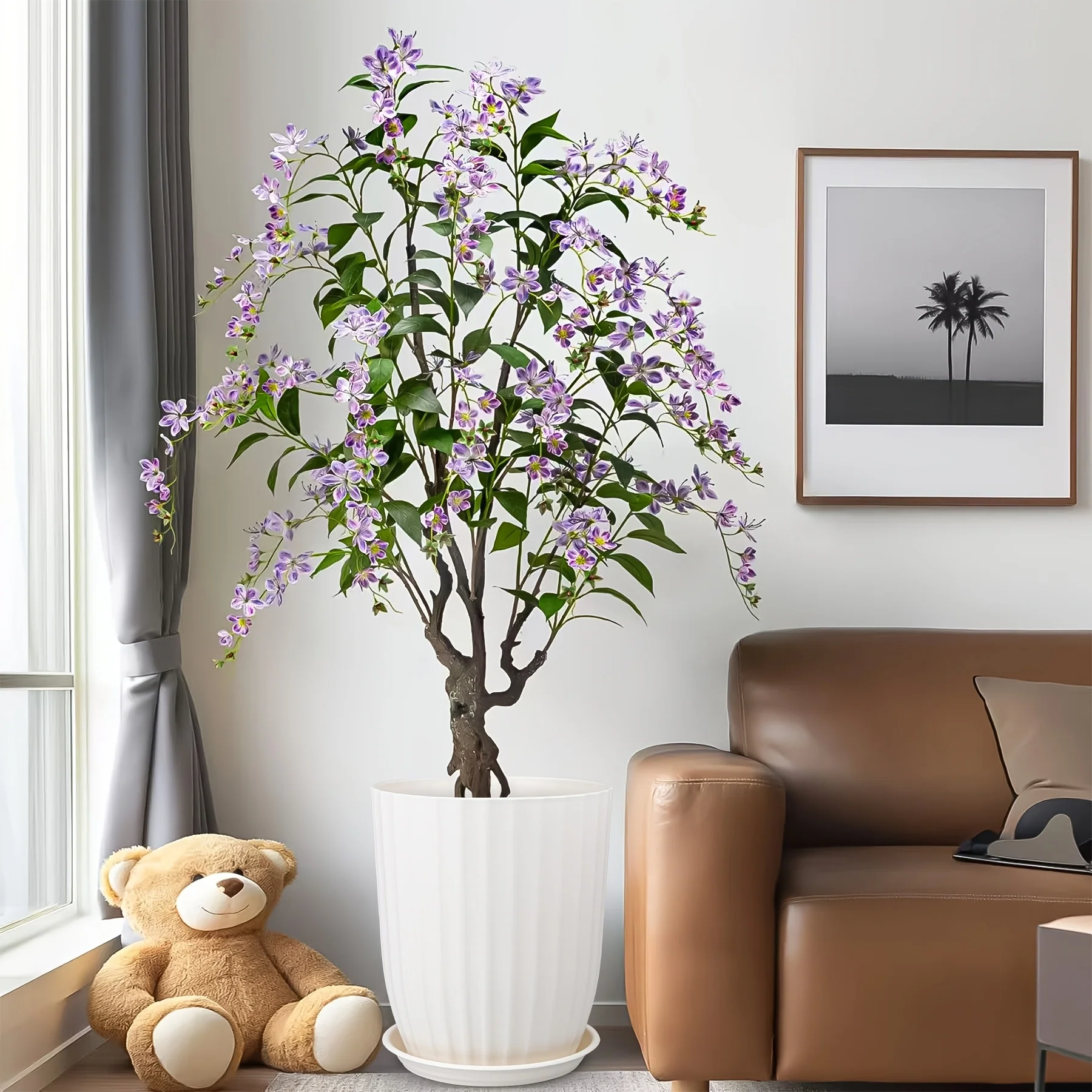 Diameter 14 Inches And 12.3 Inches Different Size Large Planter with Drainage Hole And Saucer, Thickened Planter for Indoor Outdoor Plants